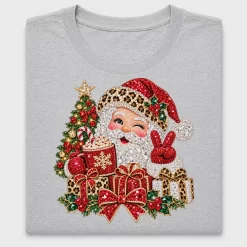 Glitter Santa Leopard Christmas DTF Transfer