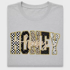 Honey Leopard Checkered Varsity DTF Transfer