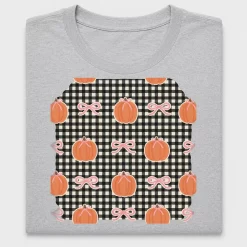 Gingham Pumpkin Bows DTF Transfer