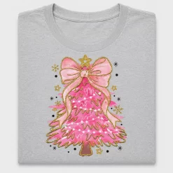 Pink Glitter Christmas Tree DTF Transfer